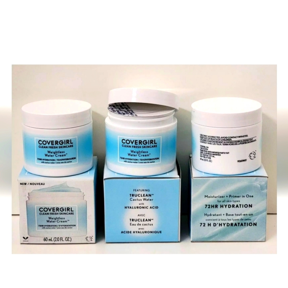 3 pk COVERGIRL Clean Fresh Skincare Weightless Water Cream 72HR Hydration 2.0 oz